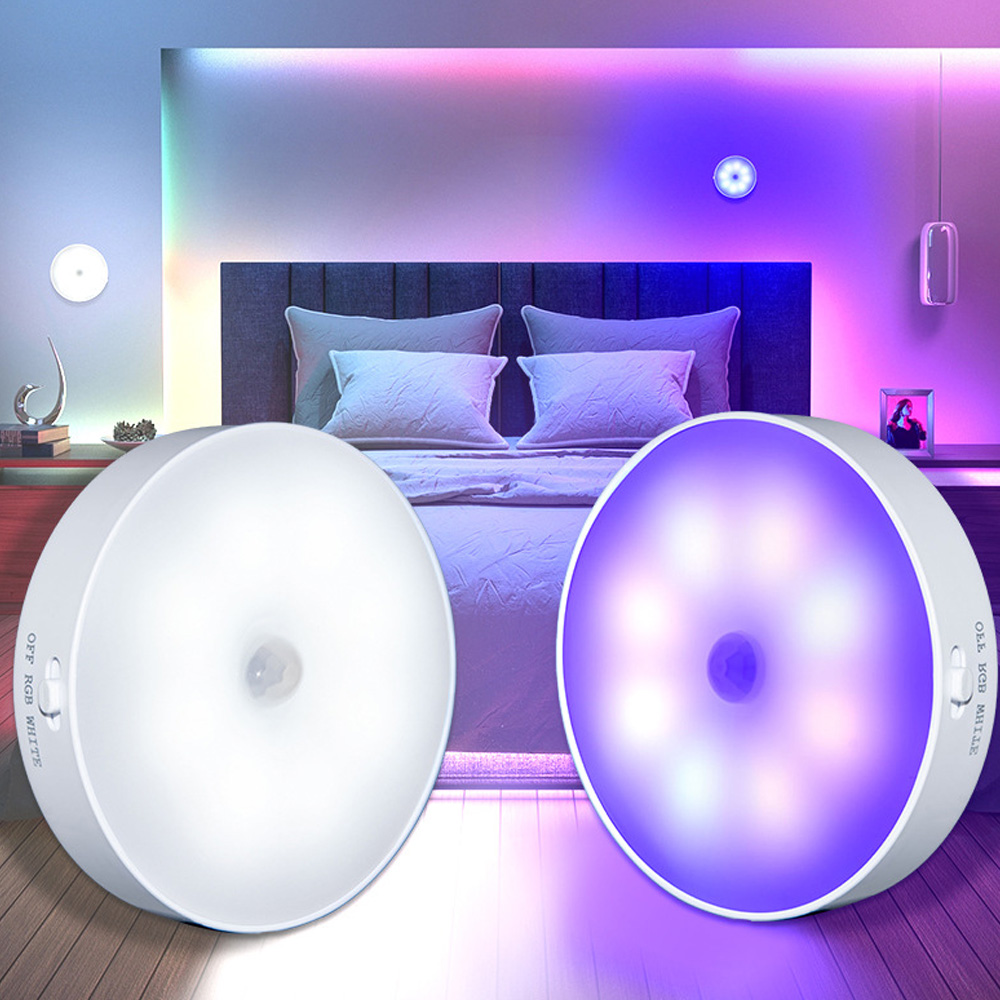 Hot Sale Indoor RGB Bedroom Rechargeable Lighting Wall Stair Infrared Cabinet Led Night Motion Sensor Wireless Step Closet Light