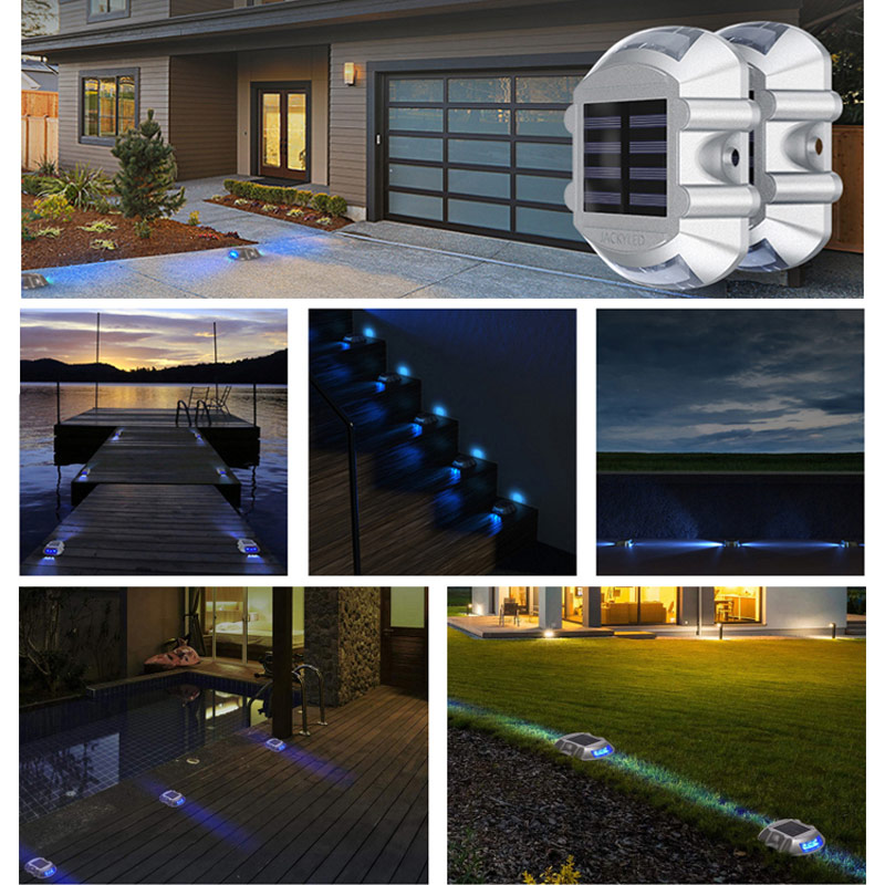 6 Led Reflective Road Stud Solar Powered Driveway Step Dock Lights Marker Solar Pathway Lights Outdoor