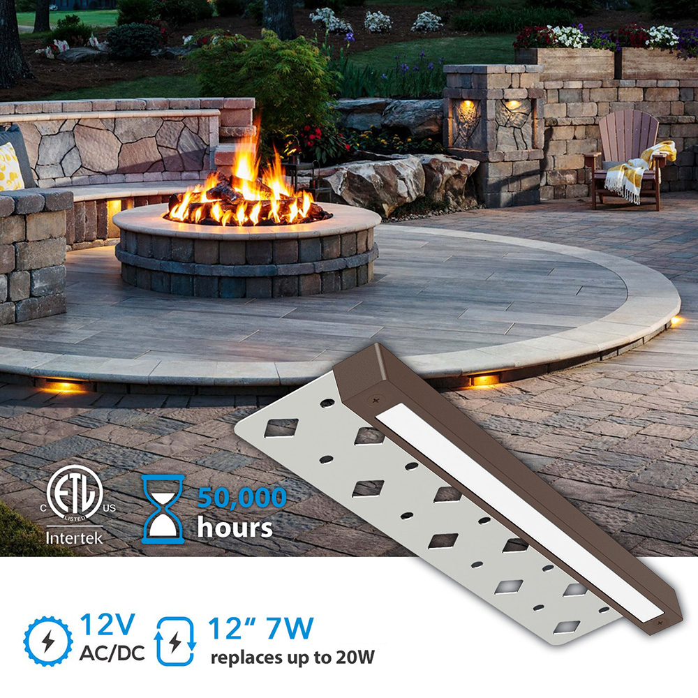 Factory Price Hot Sale Hardscape Retaining Wall Lighting 12V AC/DC Volt Undercover Hardscape Light 4 7 12 Inch Step Lights