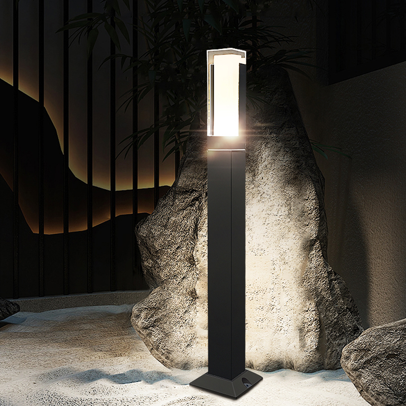 Modern Decorative square Waterproof Aluminum 30cm Outdoor Garden LED Lawn Column Lamp Bollard Light