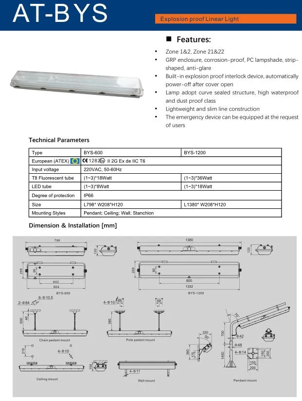 GRP Explosion Proof Light Fluorescent LED Tube