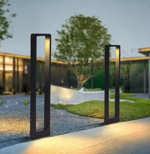 10W IP65 LED Rectangle Bollard Garden Lights Adjustable Color Temp Warm White Outdoor Aluminum Landscape Lighting Lawn Yard