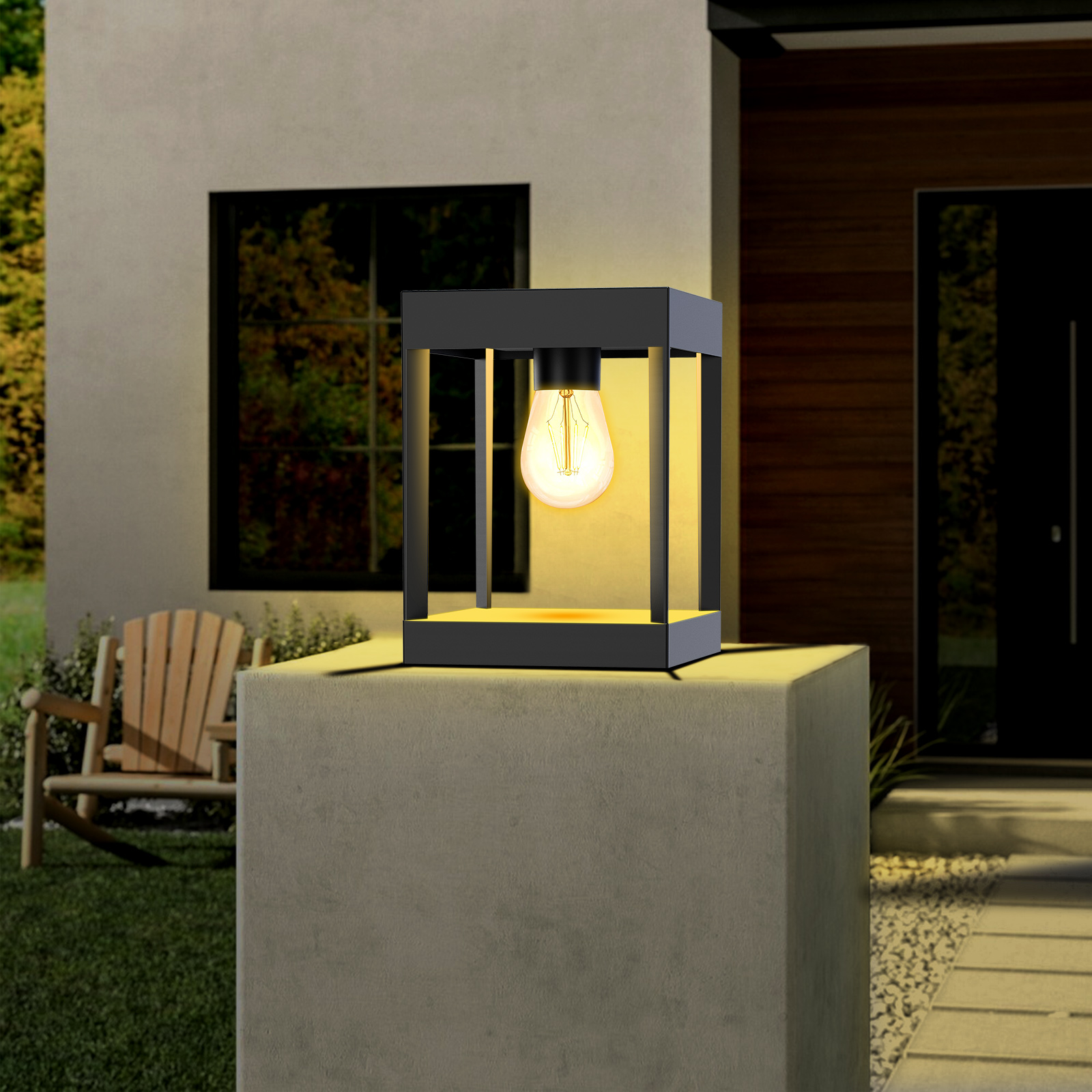 Intelamp Waterproof Outdoor Stake Solar Garden Post Lights Decorative Pathway Lawn Lamps Bollard Light