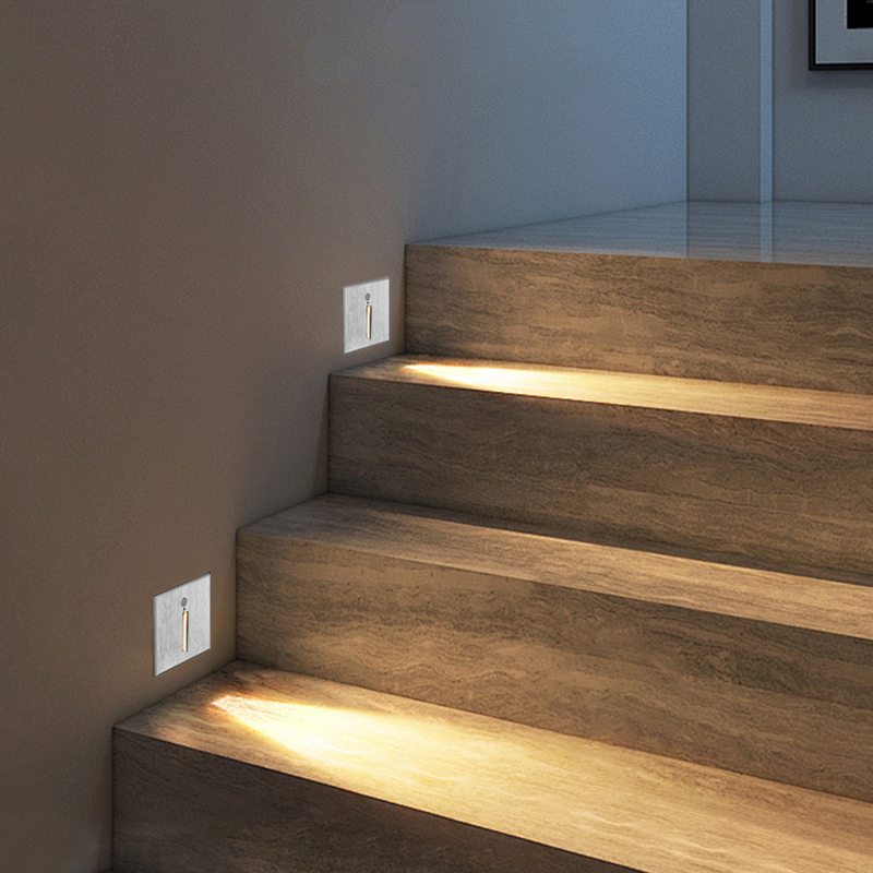 COB Led Stair Motion Light Modern Aluminum 3W Square 3000K 4000K Staircase Lighting for Stairs Step Stairway Hallway
