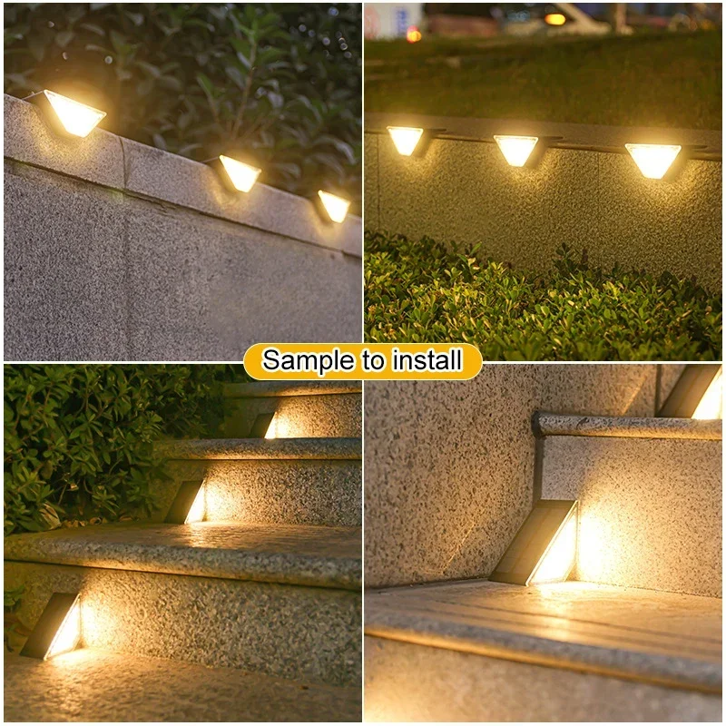 Outdoor Lighting 24 LED Solar Step Lights for Outside 14500 Battery Polysilicon IP65 Waterproof Landscape Solar Wall Deck Lamps