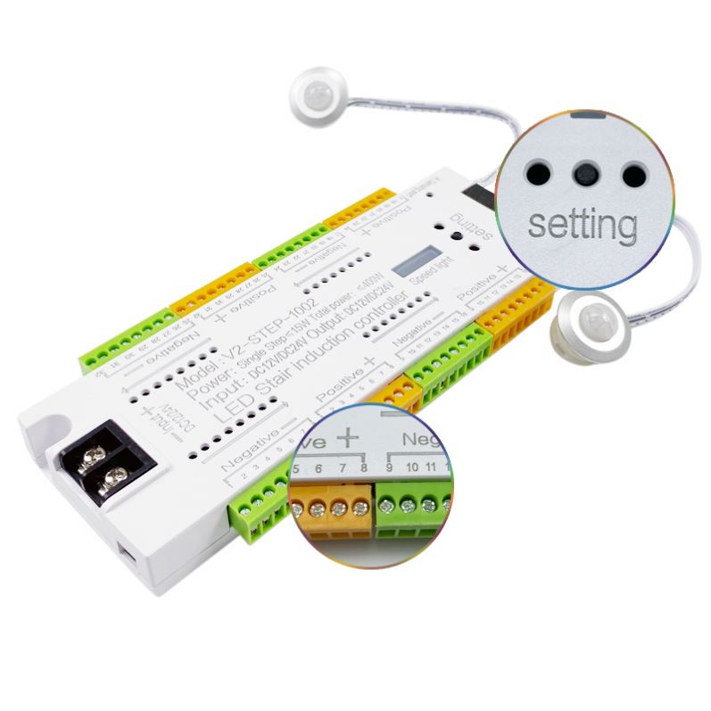 Sensor Controller LED Stair Light with Infrared Induction Control Stair Lights Mutil Funtion 32 Steps 30 Plastic Square OEM ODM