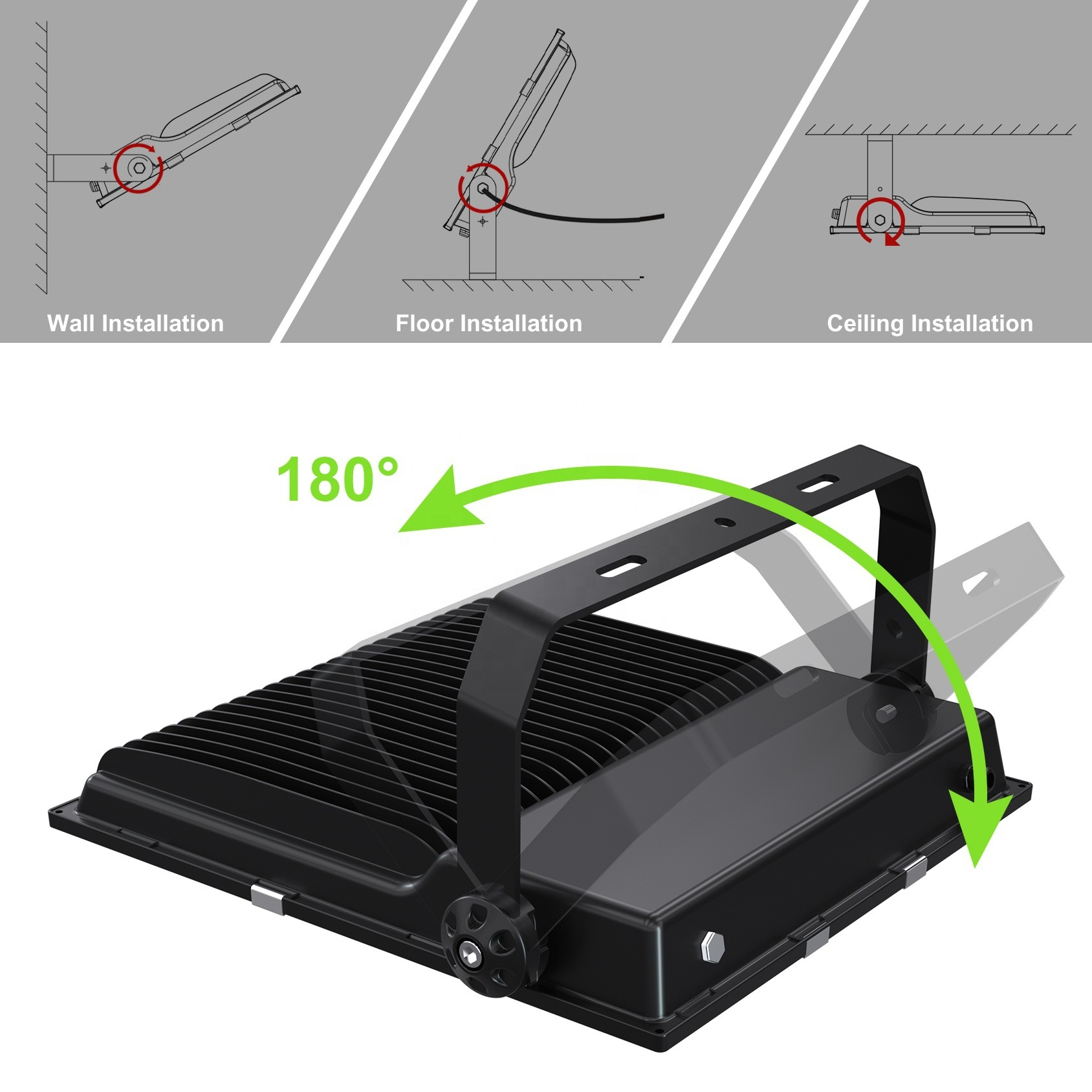 IP65 Waterproof COB LED Spotlight Projector 60W High Bright Wall Mountable Tunnel Stadium Tennis Court Floodlight