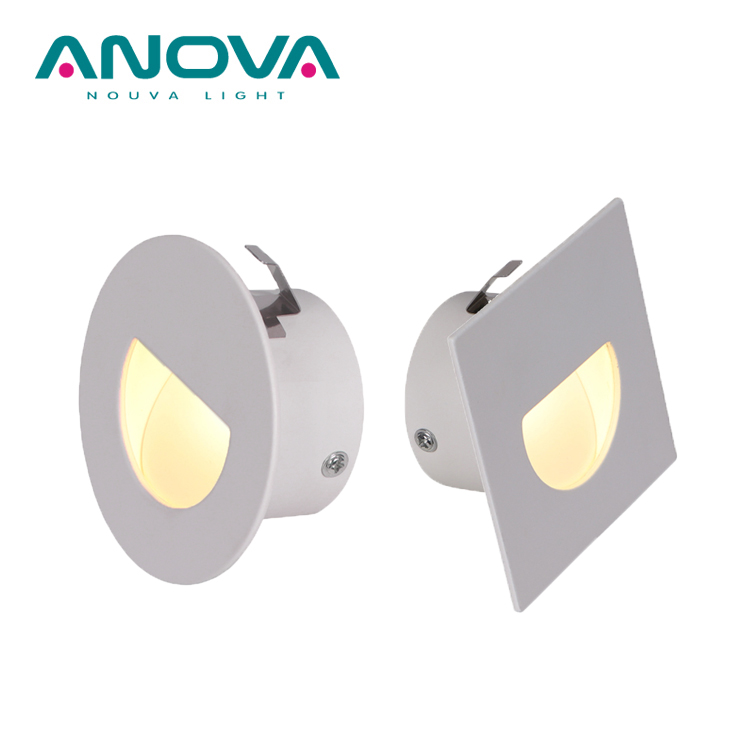 Interior 1W Round LED Corridor Stair Wall Mounted Recessed Corner Case Lights Step Light