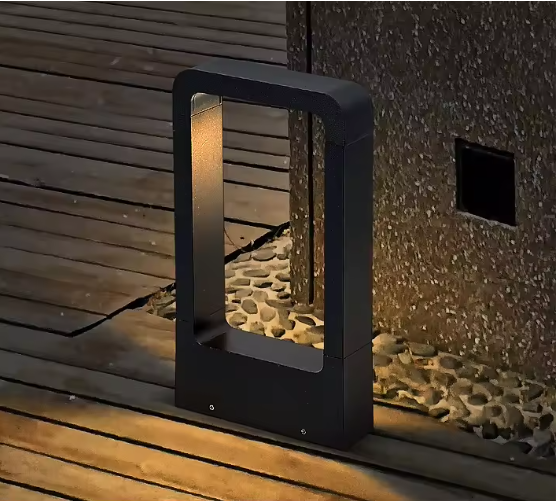 10W IP65 LED Rectangle Bollard Garden Lights Adjustable Color Temp Warm White Outdoor Aluminum Landscape Lighting Lawn Yard