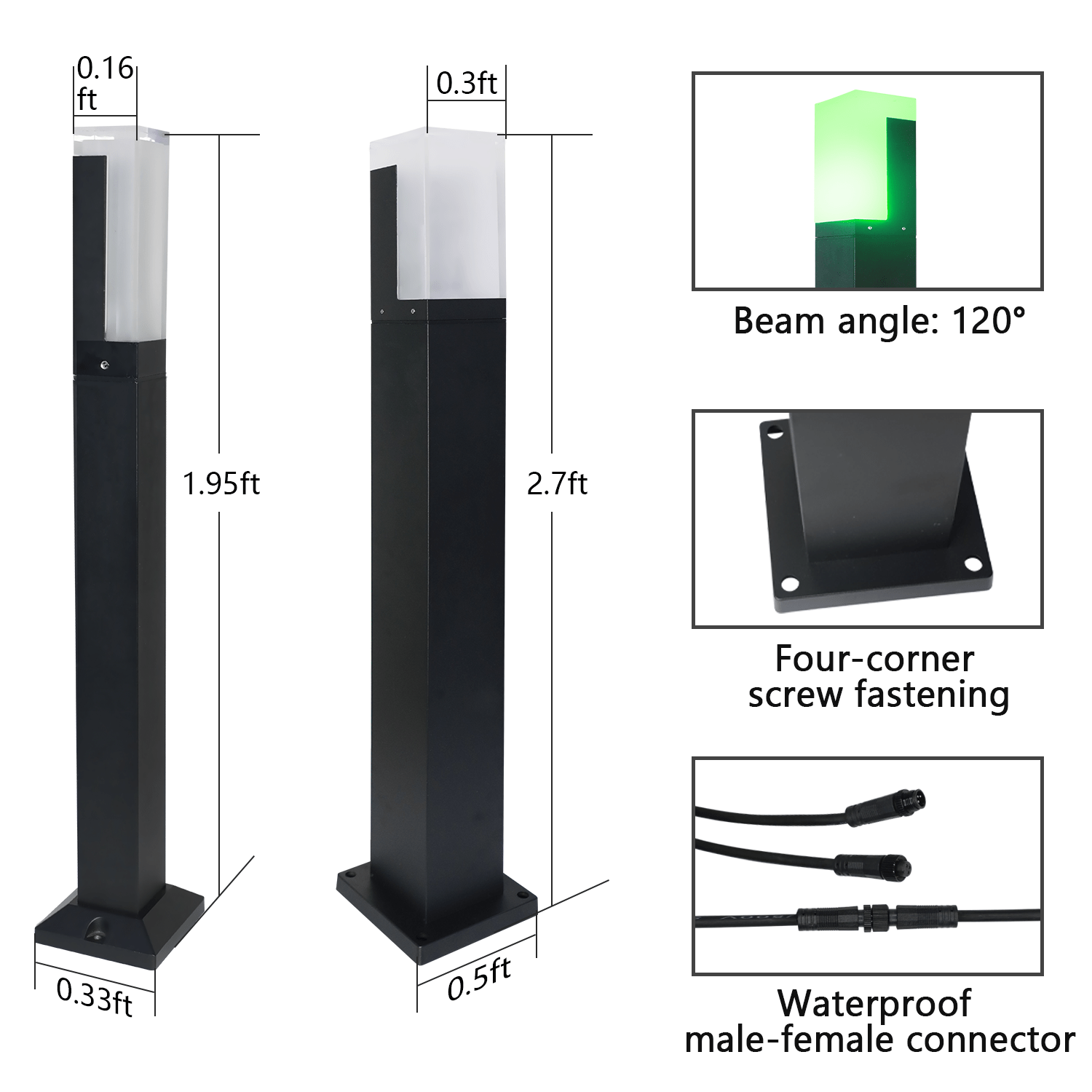 Gouly Smart App Control RGBW LED Bollard Light 6W 24V IP65 Waterproof Outdoor for Garden Pathway Landscape Lighting Decoration