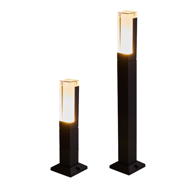 Modern Decorative square Waterproof Aluminum 30cm Outdoor Garden LED Lawn Column Lamp Bollard Light
