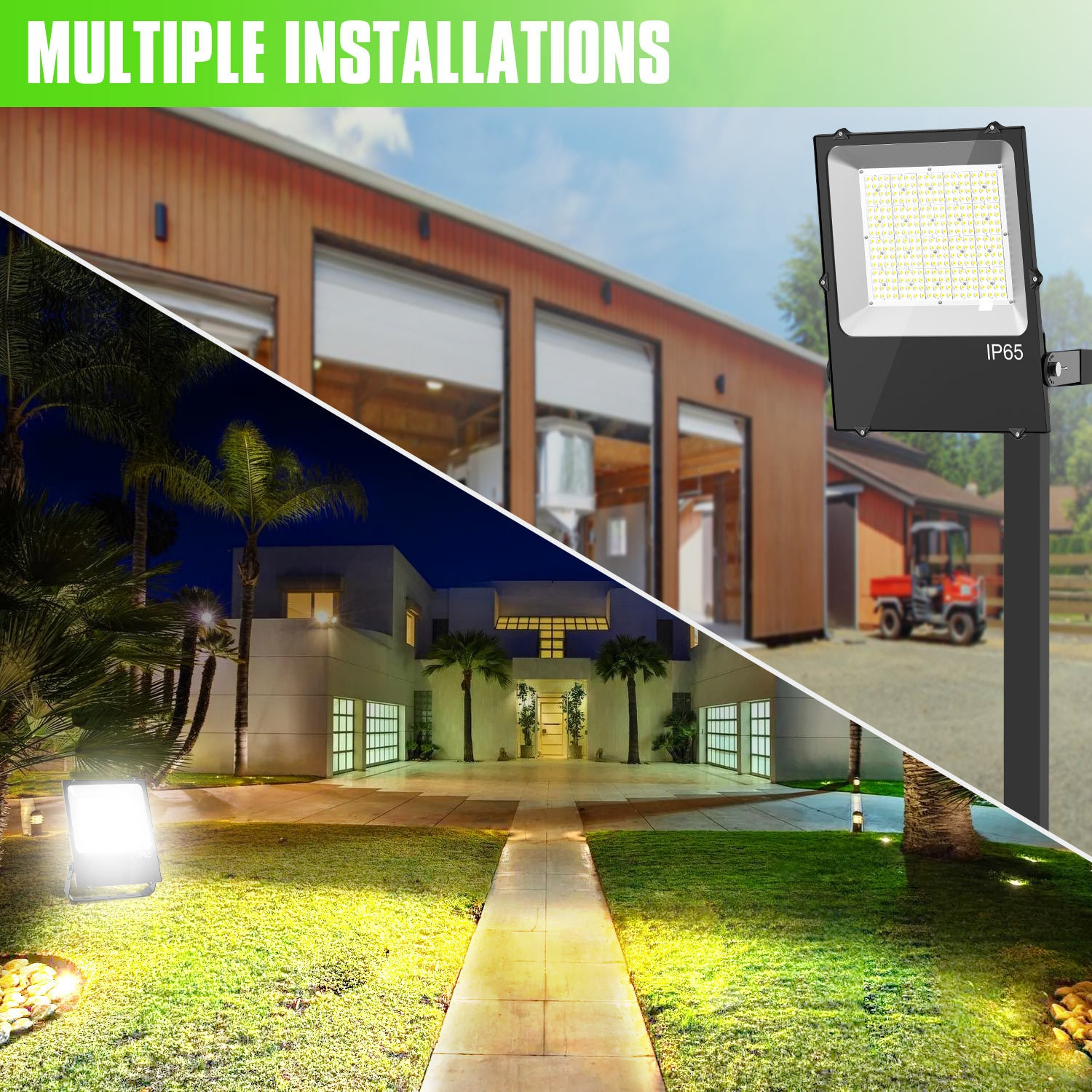 IP65 Waterproof COB LED Spotlight Projector 60W High Bright Wall Mountable Tunnel Stadium Tennis Court Floodlight