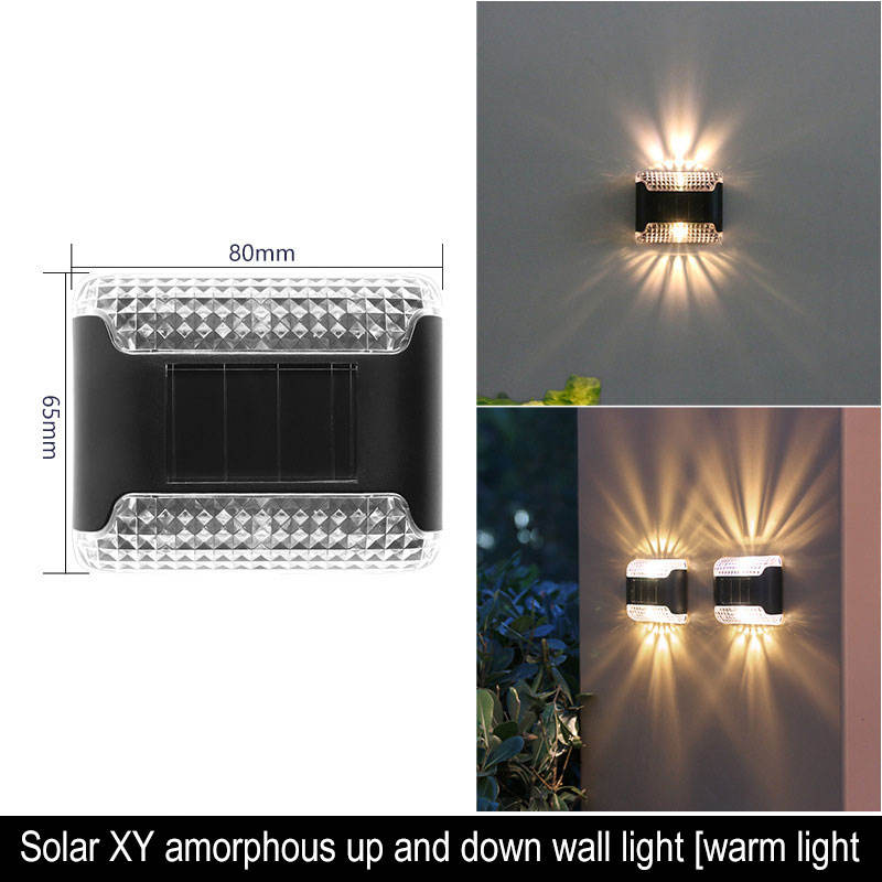Outdoor Solar LED Step Light up Down Wall Lamp Waterproof for Yard Garden Lawn Patio Pathway Decoration
