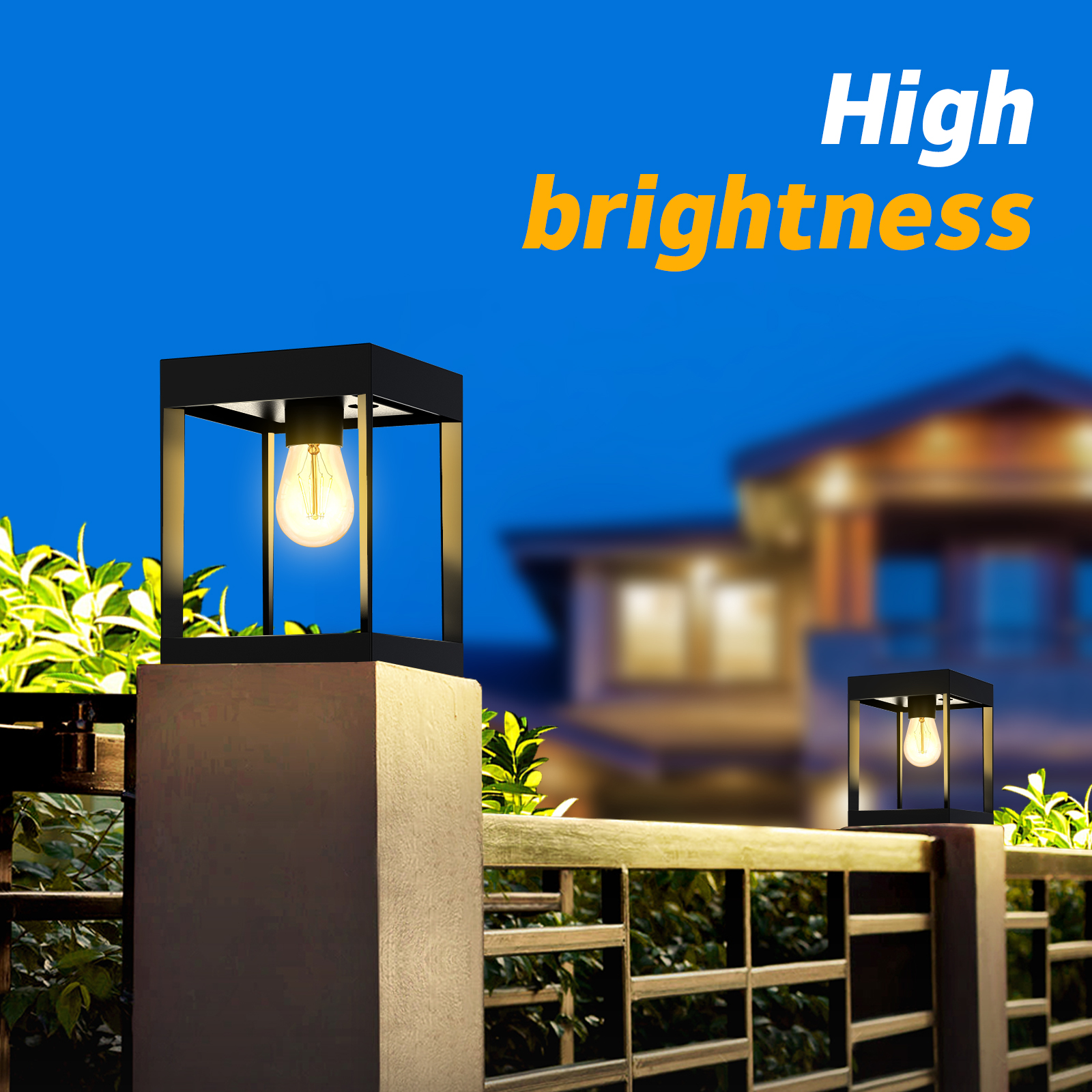 Intelamp Waterproof Outdoor Stake Solar Garden Post Lights Decorative Pathway Lawn Lamps Bollard Light