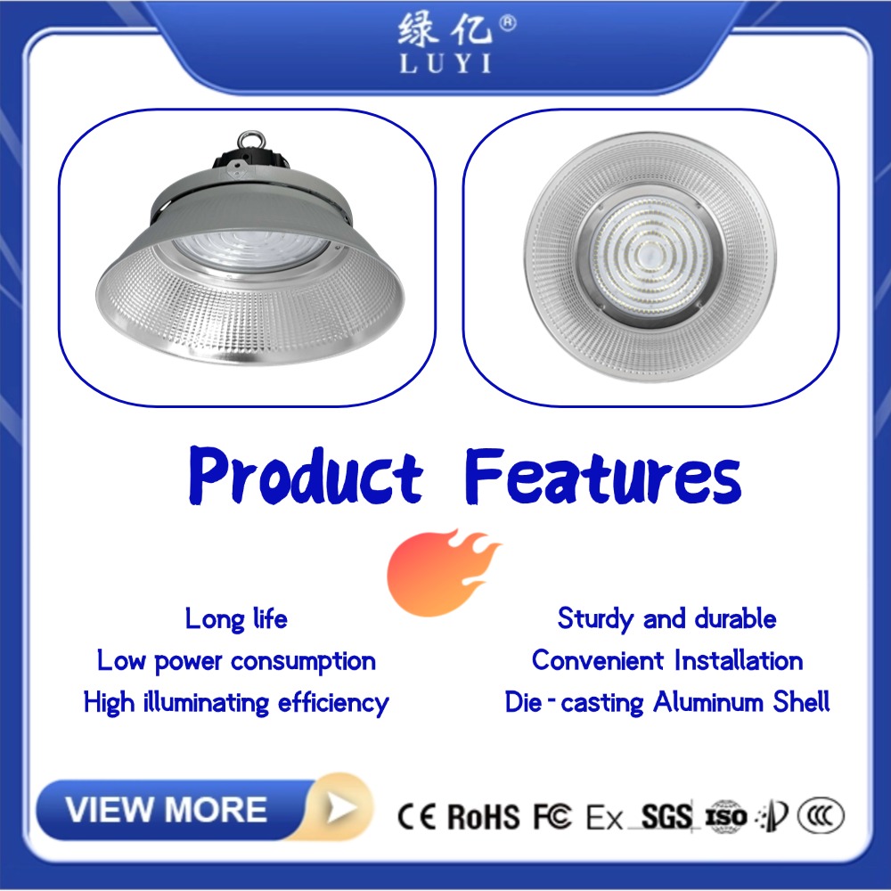 100W 200W 250W High Bay for Commercial Lighting Factory Warehouse UFO Plug Play Shop Lights IP66 Waterproof Aluminum CE