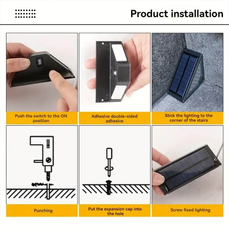 Outdoor Lighting 24 LED Solar Step Lights for Outside 14500 Battery Polysilicon IP65 Waterproof Landscape Solar Wall Deck Lamps