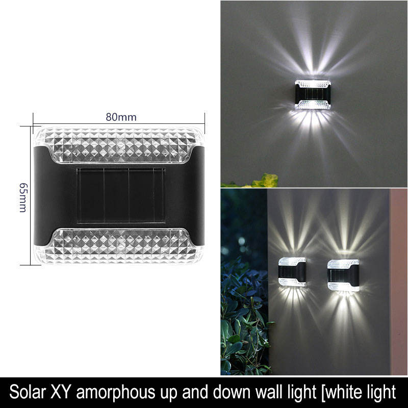 Outdoor Solar LED Step Light up Down Wall Lamp Waterproof for Yard Garden Lawn Patio Pathway Decoration