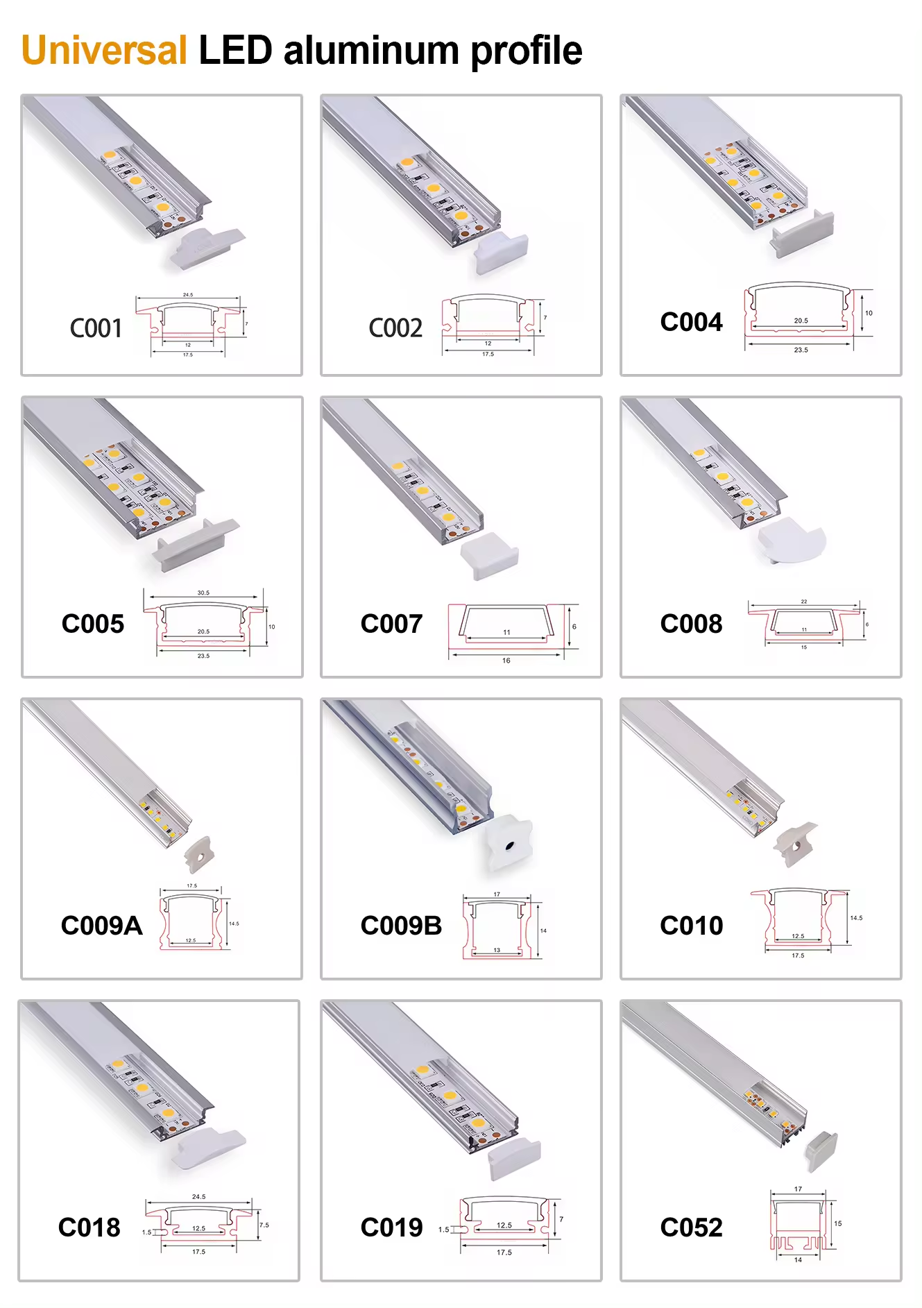 Universal LED aluminum profile