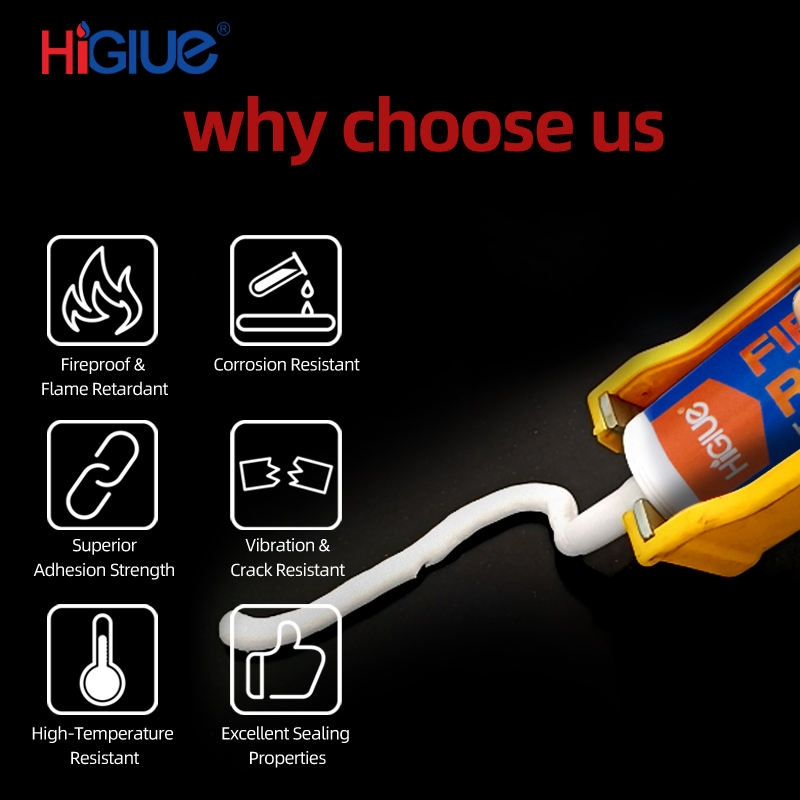 Superior Thermal Performance Higlue High-Temperature Fireproof Adhesive Sealant for Exterior Fire-Resistant Cladding Attachment