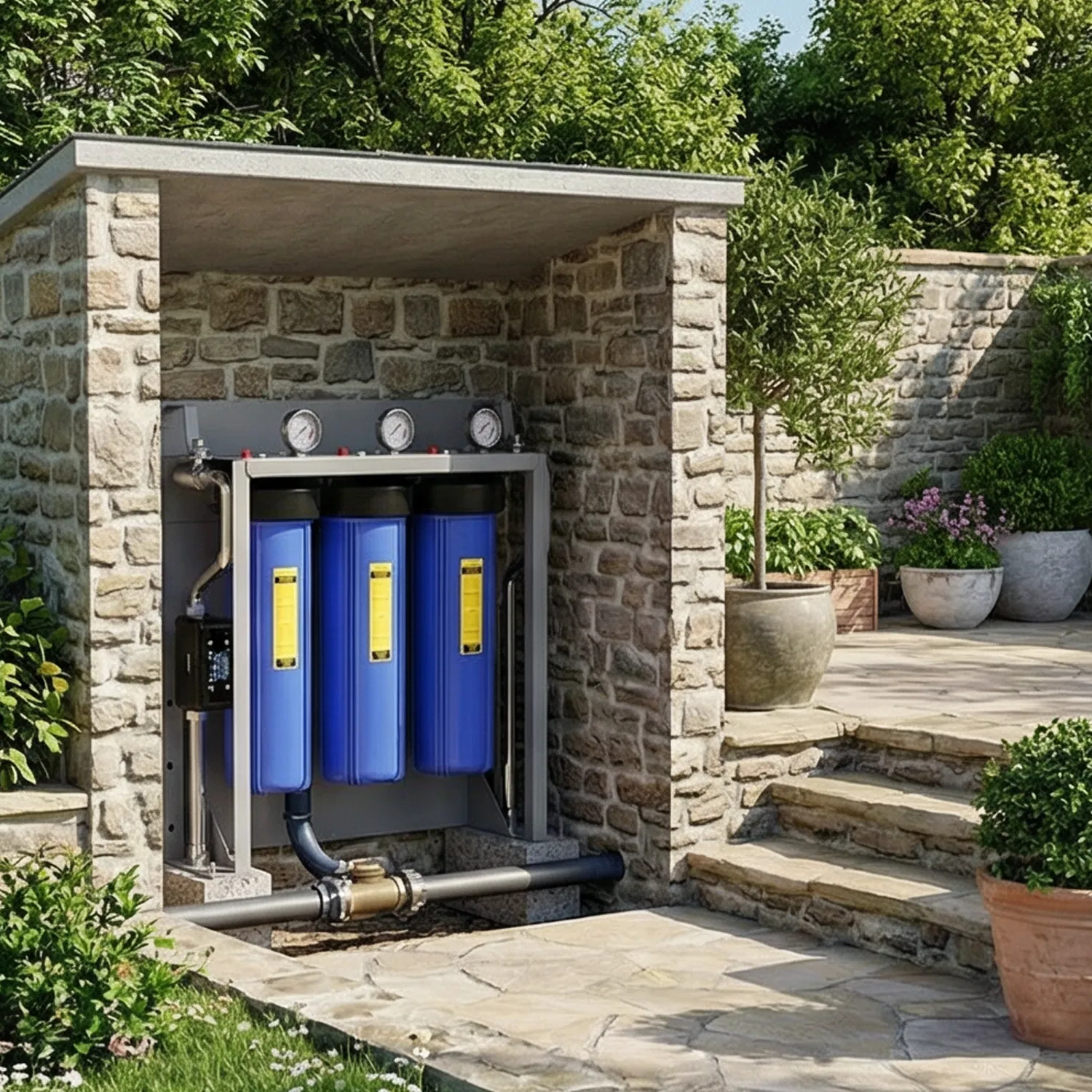 Whole-House Filtration System Integrating Water Leakage Detection and Automatic Valve Closing