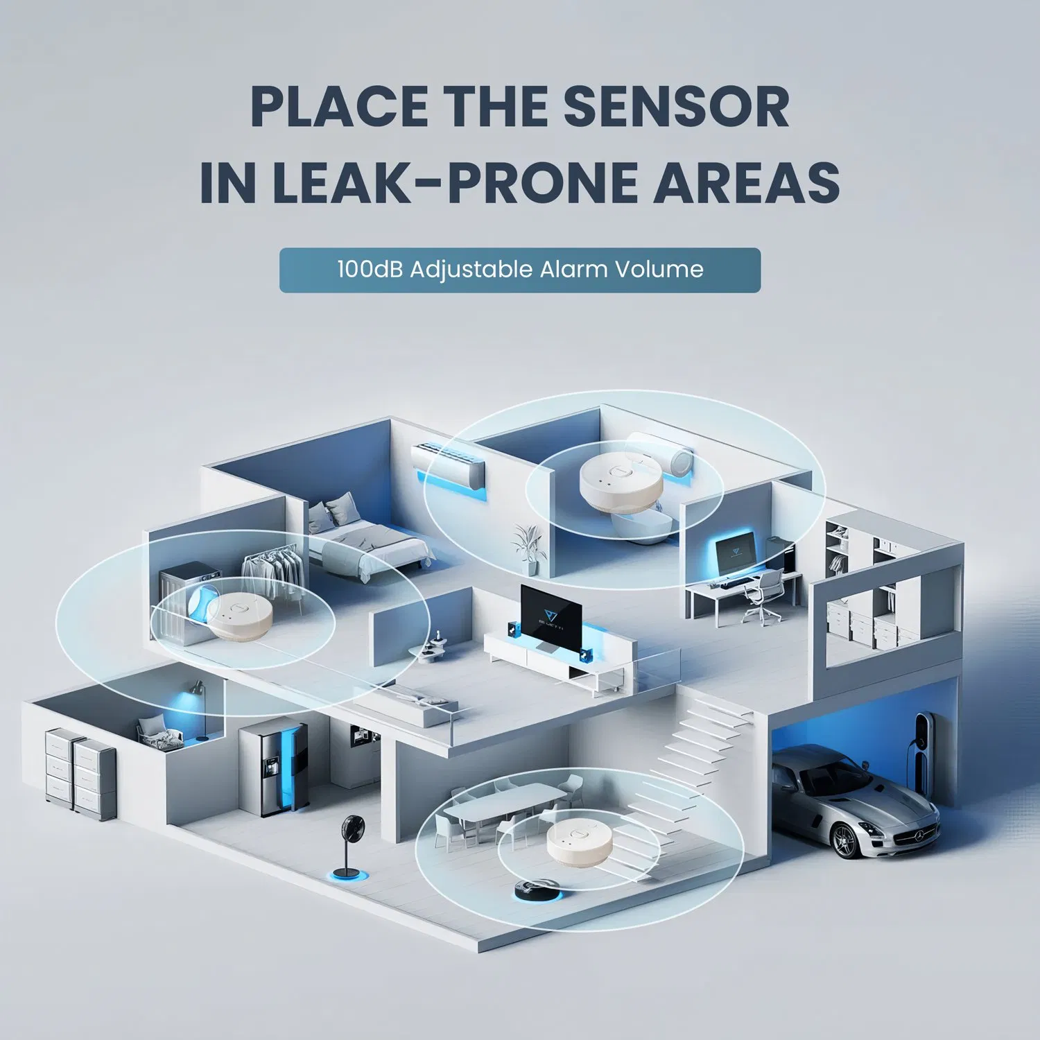 Whole-House Filtration System Integrating Water Leakage Detection and Automatic Valve Closing