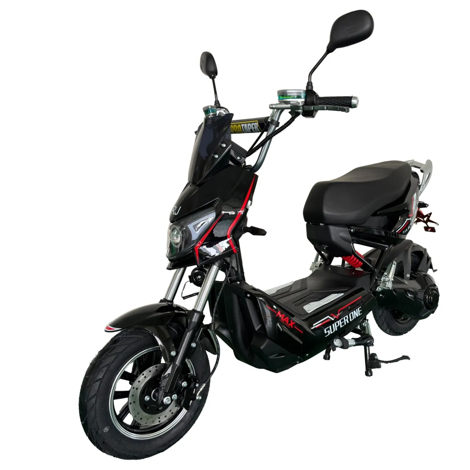 Electric Motorcycle Designed for Food Delivery Riders Includes Phone Mount and Thermal Bag Attachment Points