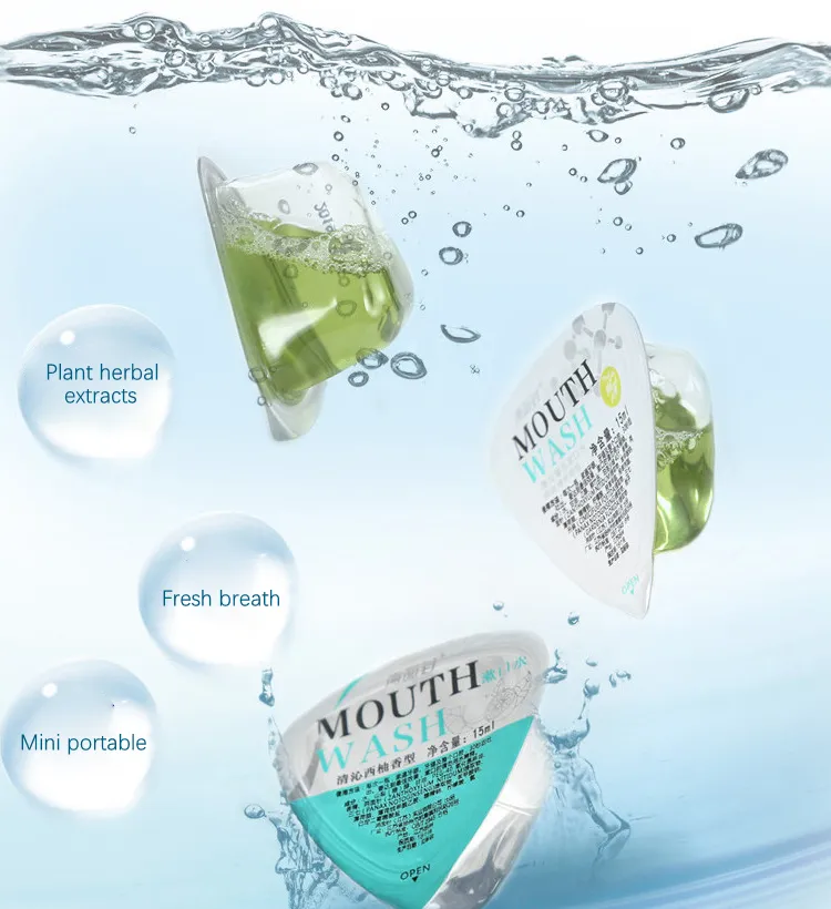 Enxaguante bucal de ervas de menta portátil mini para hálito fresco