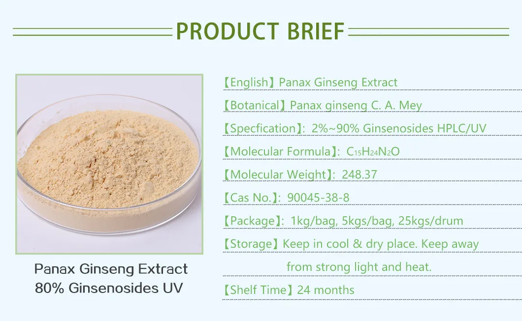 Fornecimento de Fábrica 80% Extrato de Ginseng Panax UV
