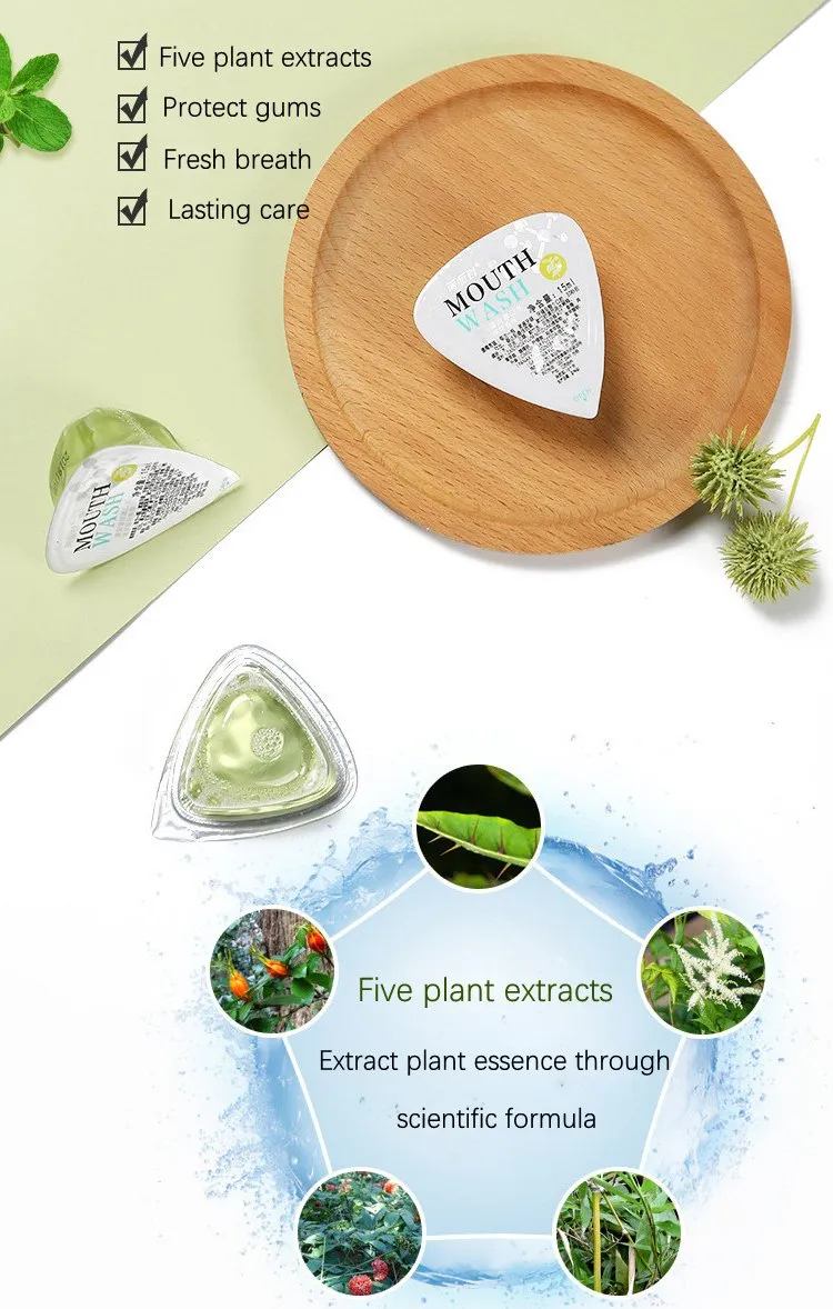 Enxaguante bucal de ervas de menta portátil mini para hálito fresco