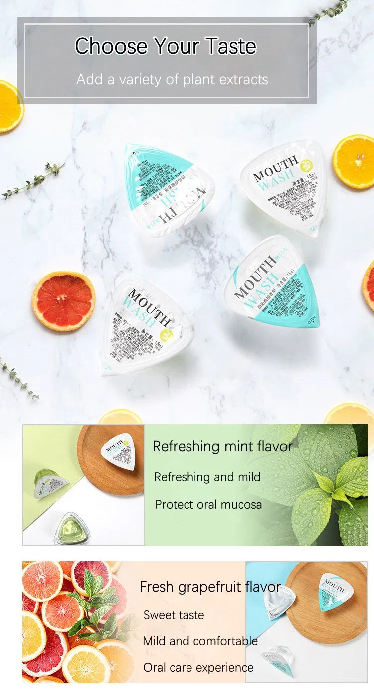 Enxaguante bucal de ervas de menta portátil mini para hálito fresco