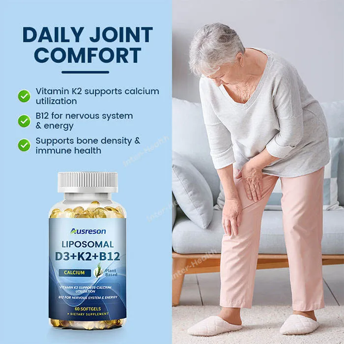 Suporte Imunológico de Coração de Osso Ausreson OEM Vitaminas D3 K2 B12 Cápsulas Softgel