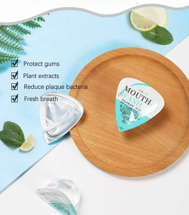Enxaguante bucal de ervas de menta portátil mini para hálito fresco