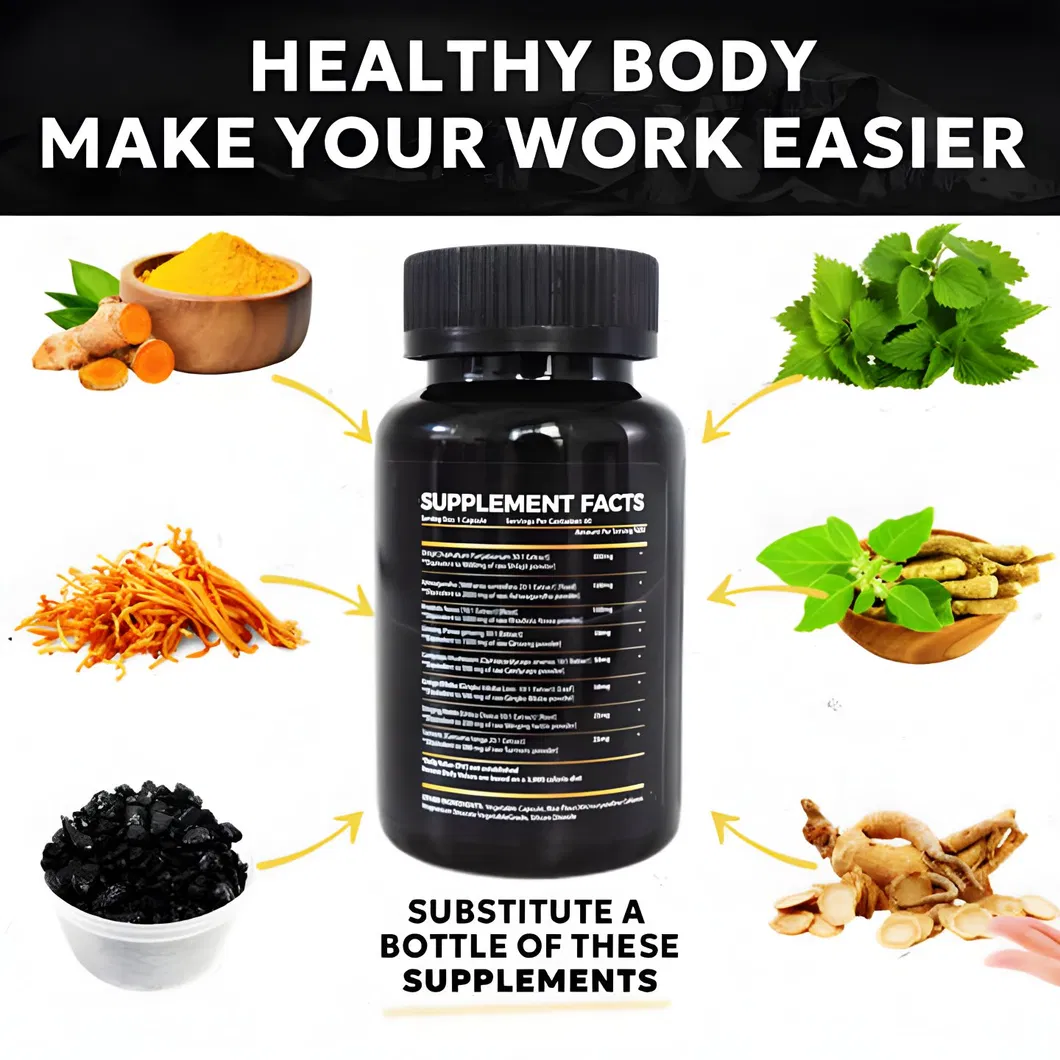Cápsulas personalizadas de alta qualidade de Rhodiola Rosea, Ginseng, Aloe Vera e Shilajit