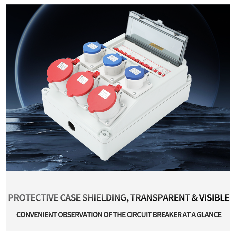 Industrial Outdoor ABS IP44 Waterproof 6-way 220V Power Distribution Box Portable Plastic Yihe YH