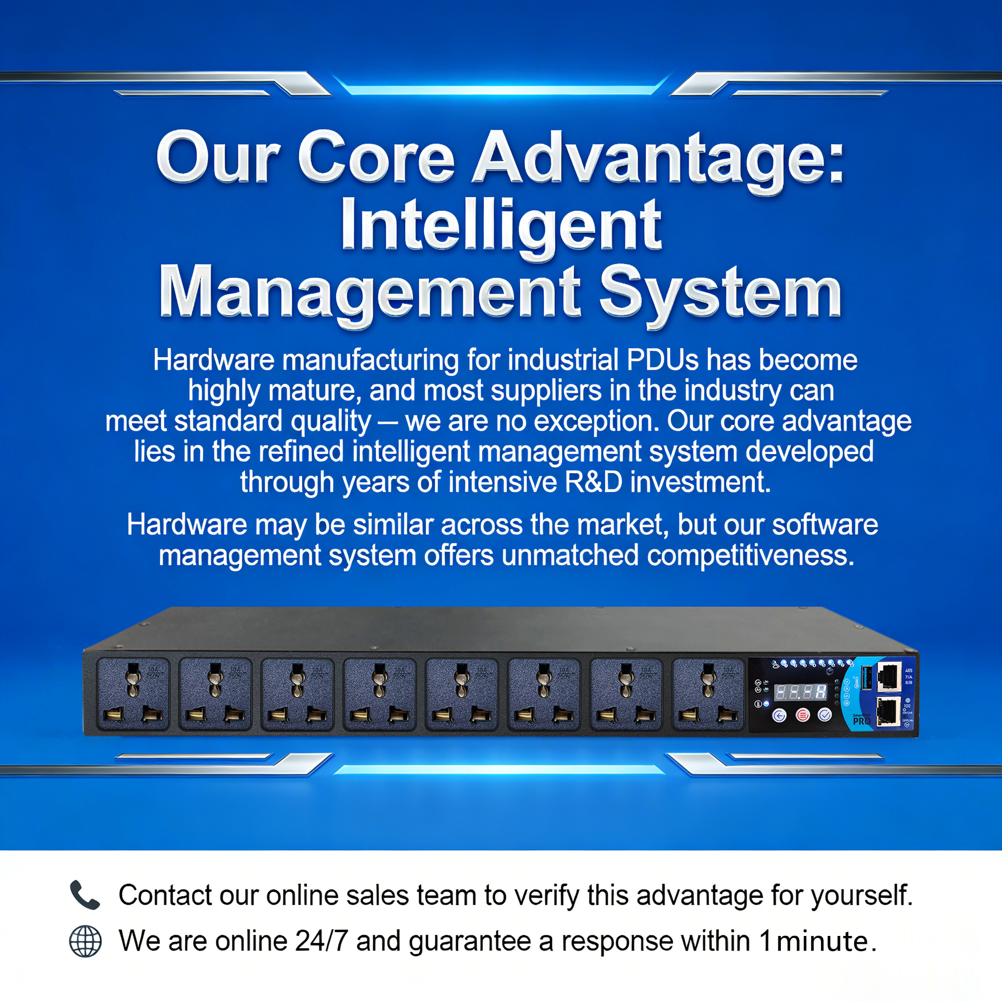 Rack Mount Smart PDU Vertical Horizontal Power Distribution Global Standard Director Level Control RS485 Slave Metered Switched