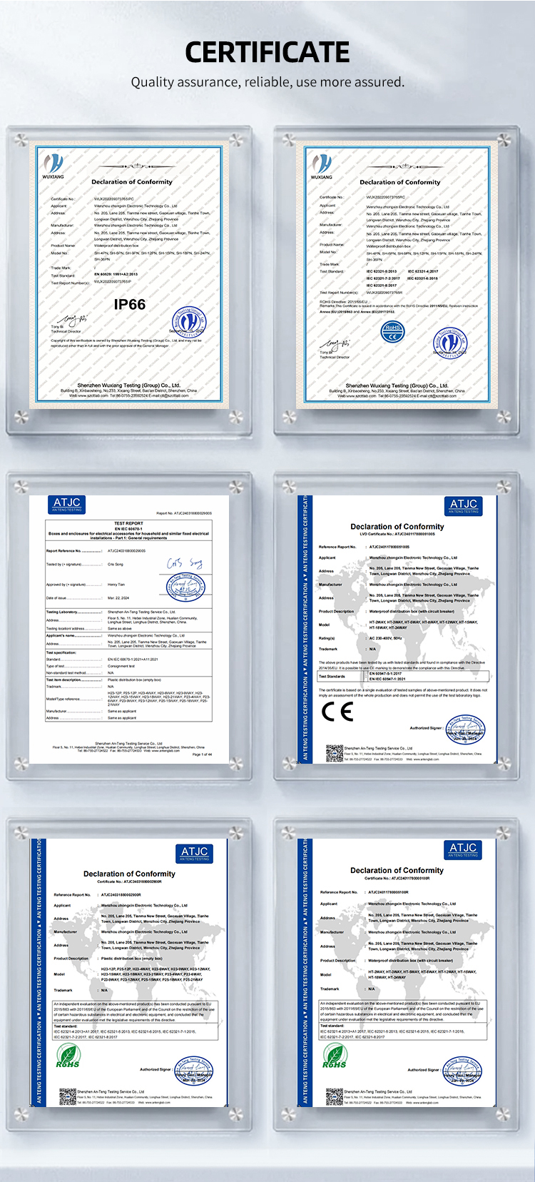 Outdoor IP65 Waterproof Plastic Power Distribution Box Ha Series 5-9-12-18way 63A AC Surface Mount Mcb Box