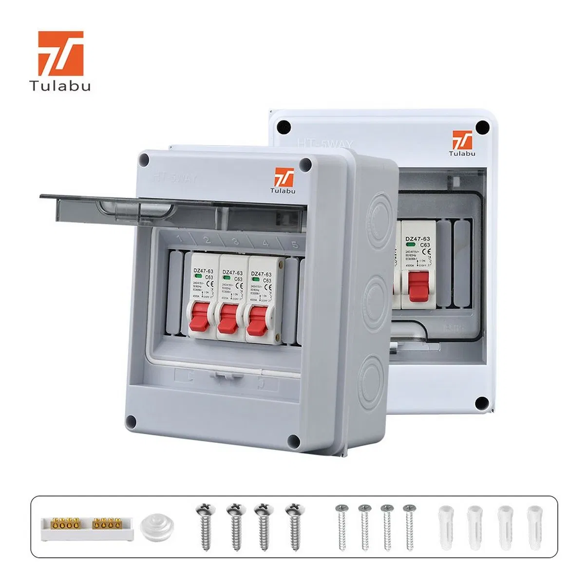 Modular ABS Power Distribution System with Magnetic Breakers 16-Circuit Expandable, DIN Rail Mount, Commercial Grade Box