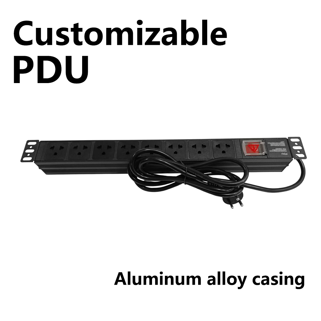 1U 8-Port Aluminum Alloy Shell Rack Cabinet Power Distribution Unit PDU Socket, Thailand 250V 16A