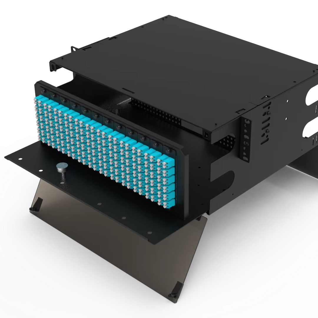 Hot Sale ODF Optical Fiber Patch Panel Distribution Box Slide Rail Adapter Panel 4U LC 144/288 Port For Network Cabling Project