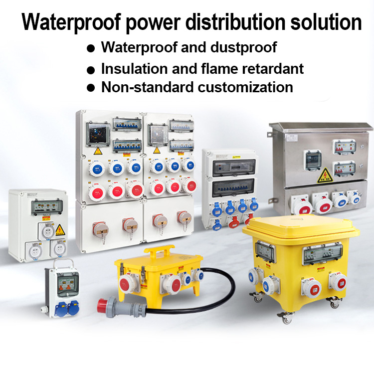Custom Outdoor IP67 Waterproof Portable Switch Box 32A Factory Socket Distribution Box Wall Mounted Workshop Power Supply Unit