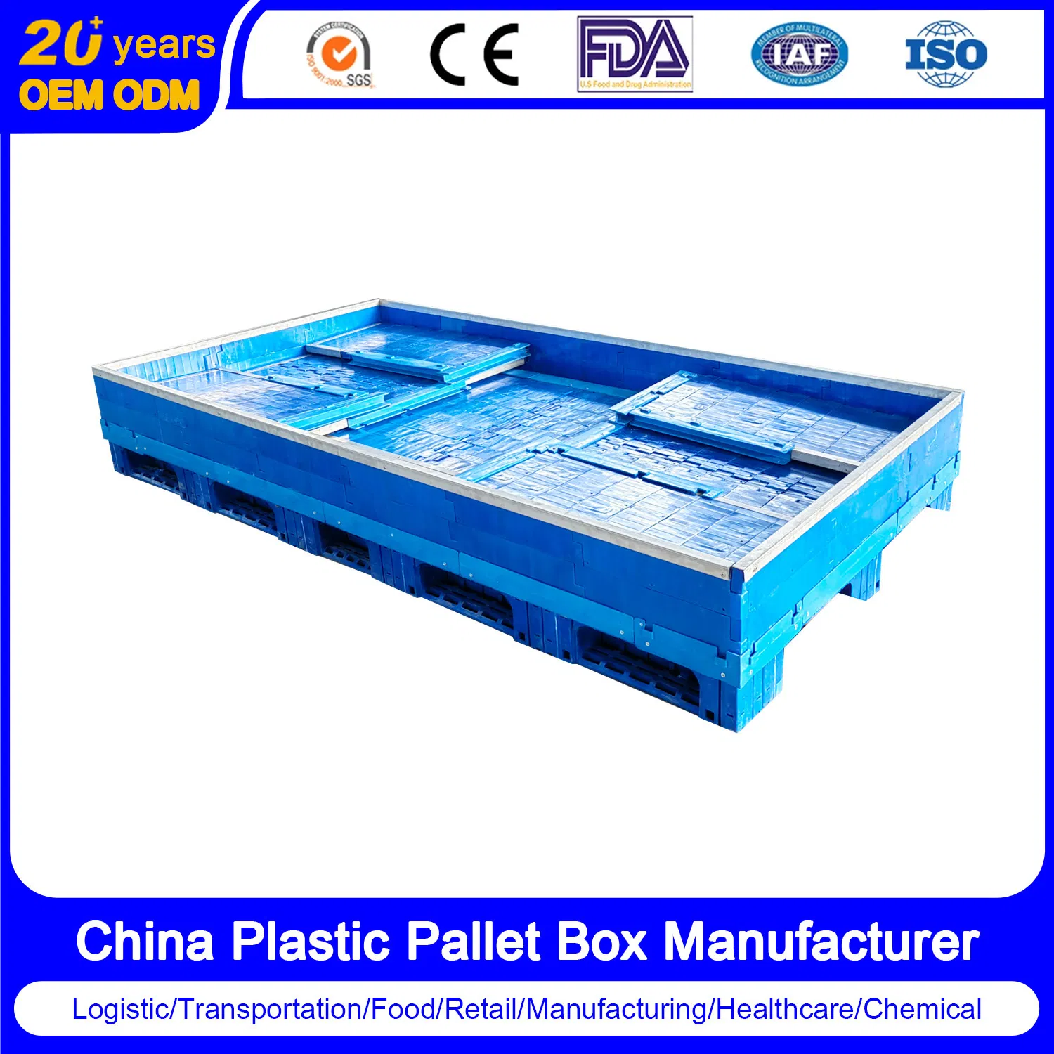 1000*800*400 Easy Handling Modular Box Space-Saving Folding Pallet Container for Logistics &amp; Distribution