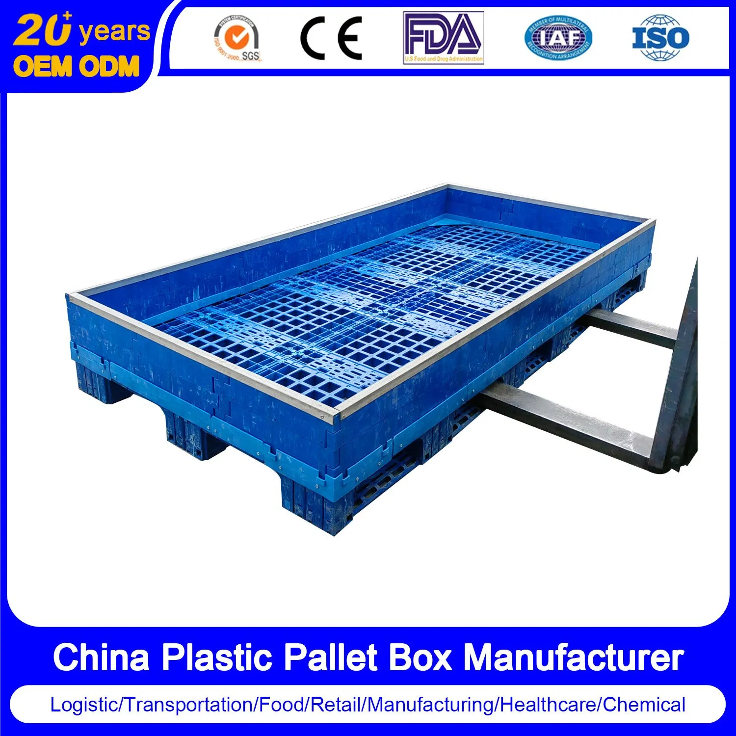 1000*800*400 Easy Handling Modular Box Space-Saving Folding Pallet Container for Logistics &amp; Distribution