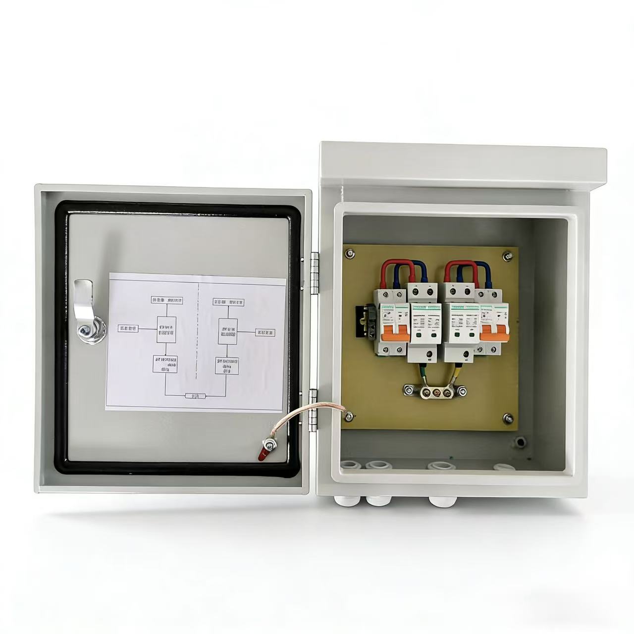 2 Way 16A 600V PV DC Combiner Box, Photovoltaic Distribution Box with MPPT for Commercial Solar Projects