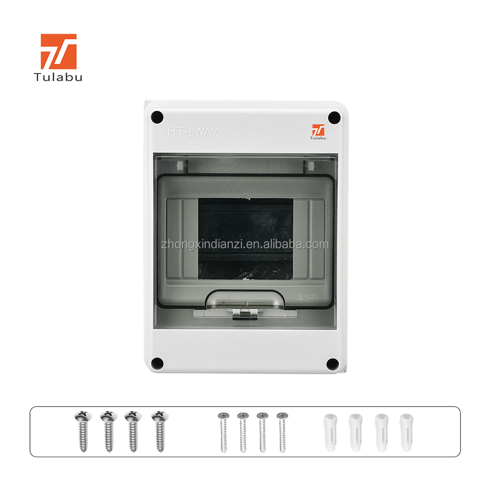 Tulabu HT Series IP65 Waterproof ABS Transparent Outdoor Circuit Breaker Distribution Box with 8 Sockets 20A 110V