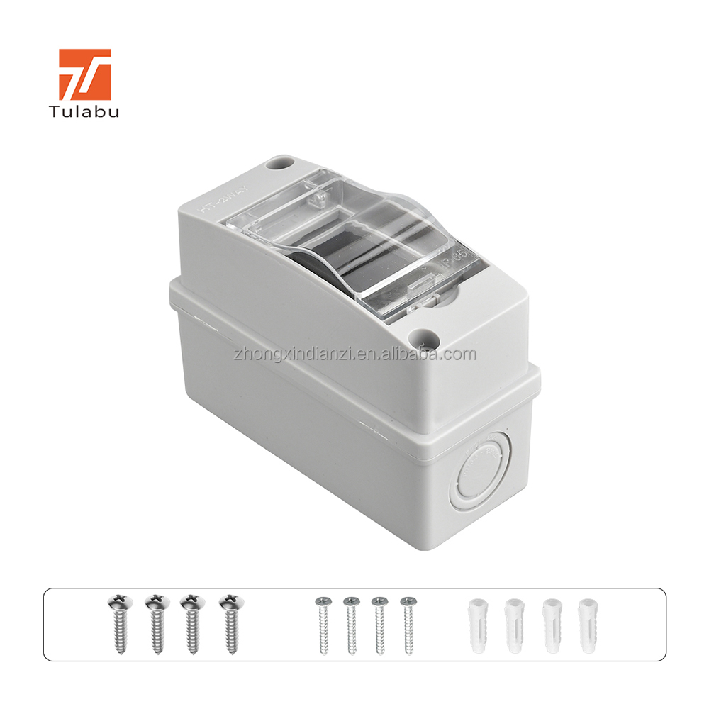 Tulabu HT Series IP65 Waterproof ABS Transparent Outdoor Circuit Breaker Distribution Box with 8 Sockets 20A 110V