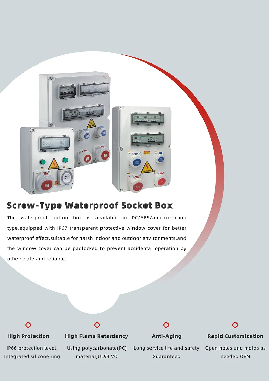 Complete Set Screw Type Power Electrical Socket Box with Industrial Waterproof Distribution Cabinet