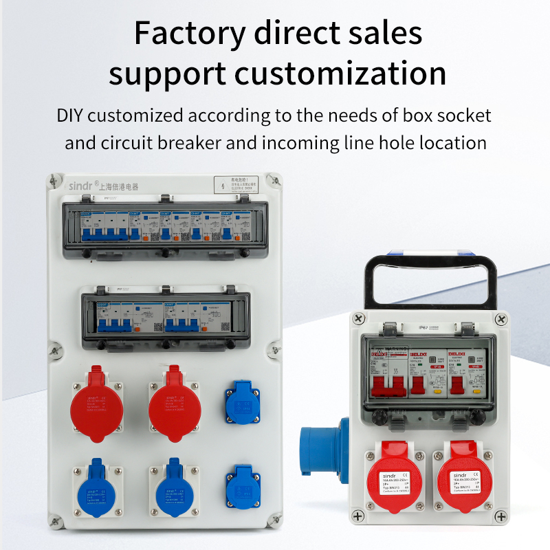 Waterproof Electrical Distribution Box IP66 Portable Outdoor Mobile Power Equipment Box with MCB/RCD Industrial Cee Plug and Socket Electrical Distribution Box