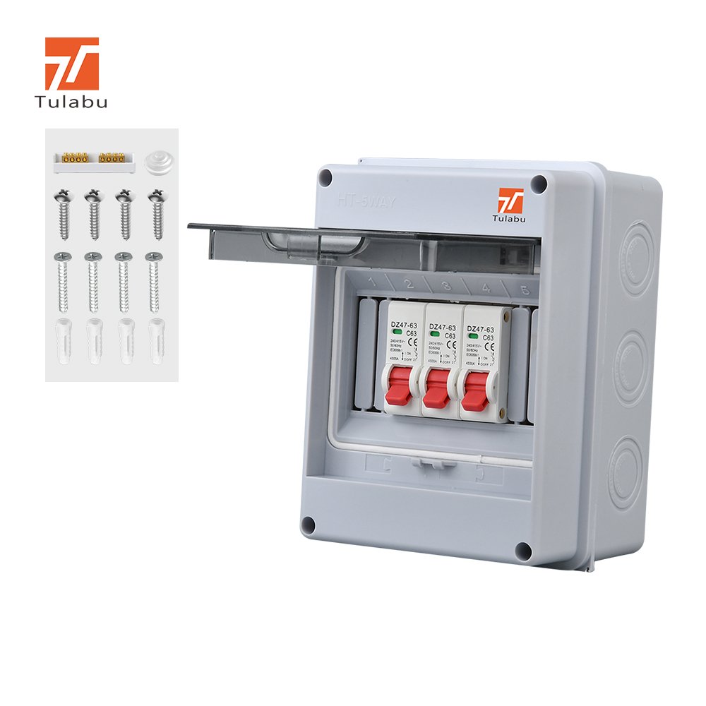 Tulabu Outdoor Waterproof IP65 Power Distribution Box ABS Material 3-Way Electrical Breaker Panel MCB Box