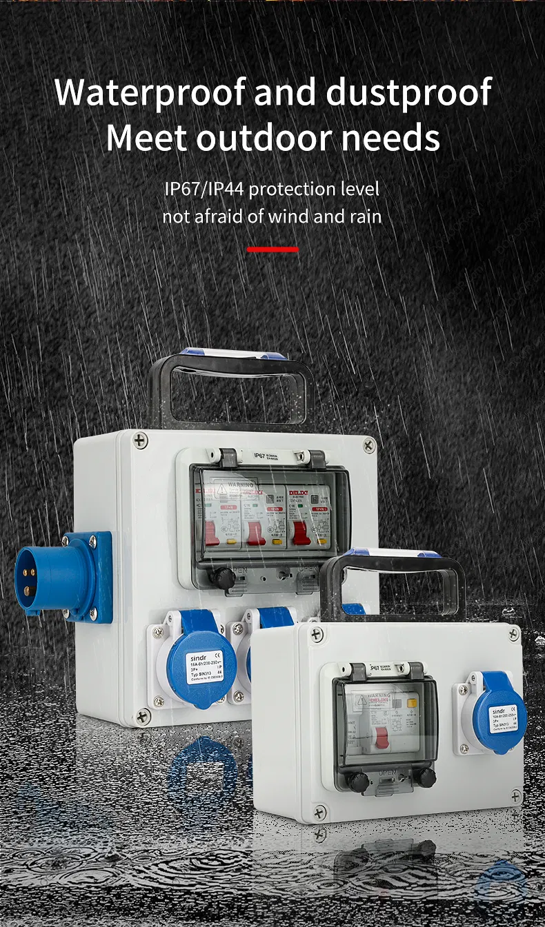 CE Waterproof Construction Power Distributor Box with 4 Schuko Multiple Sockets Wall Mounted Industrial Distribution Box