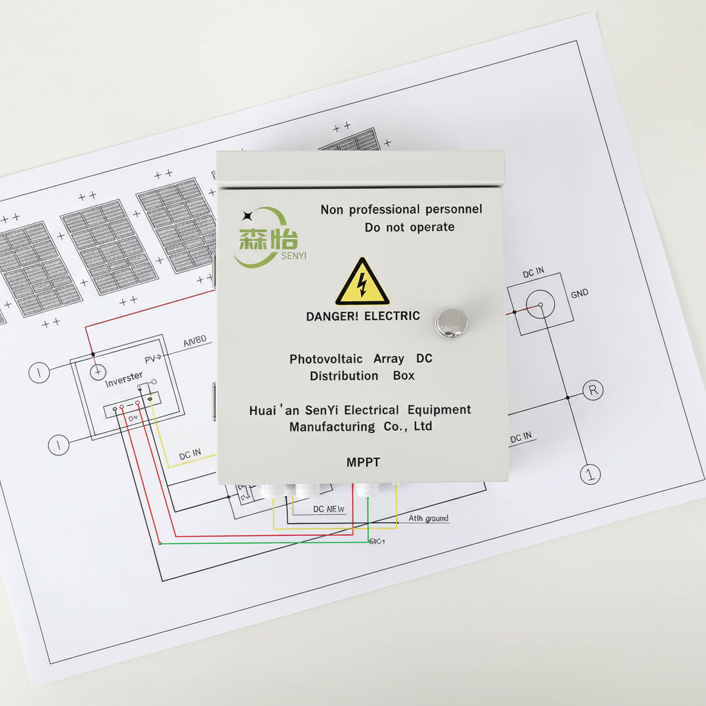 2 Way 16A 600V PV DC Combiner Box, Photovoltaic Distribution Box with MPPT for Commercial Solar Projects